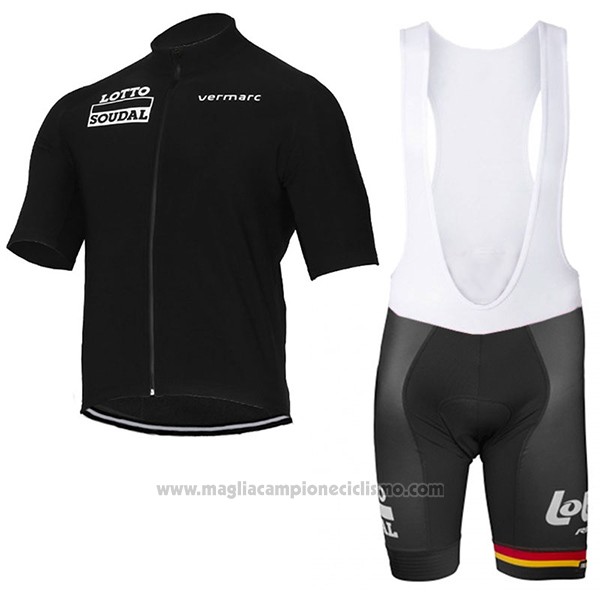 2017 Abbigliamento Ciclismo Lotto Soudal Nero Manica Corta e Salopette